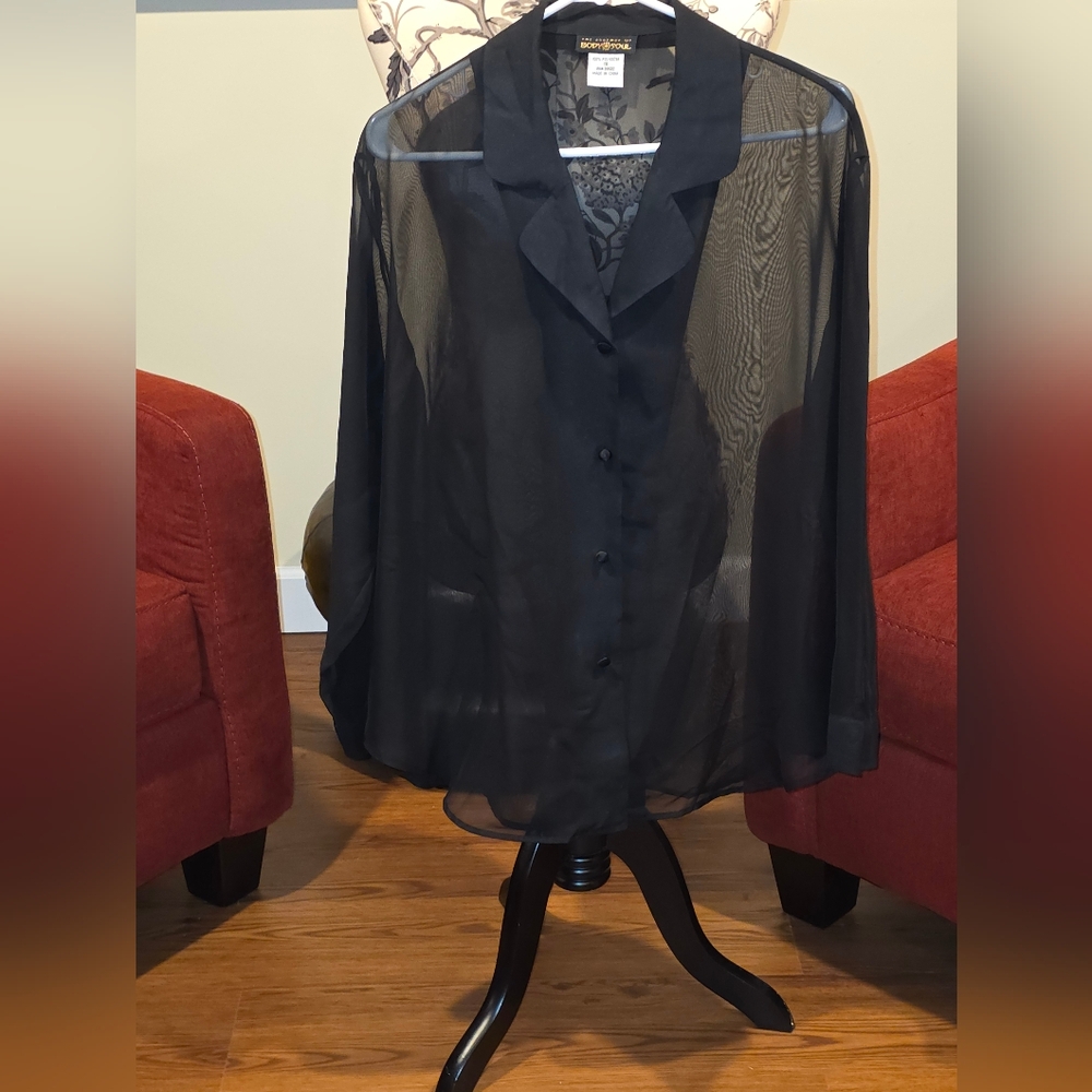 Elegant Black Sheer Women's Blouse